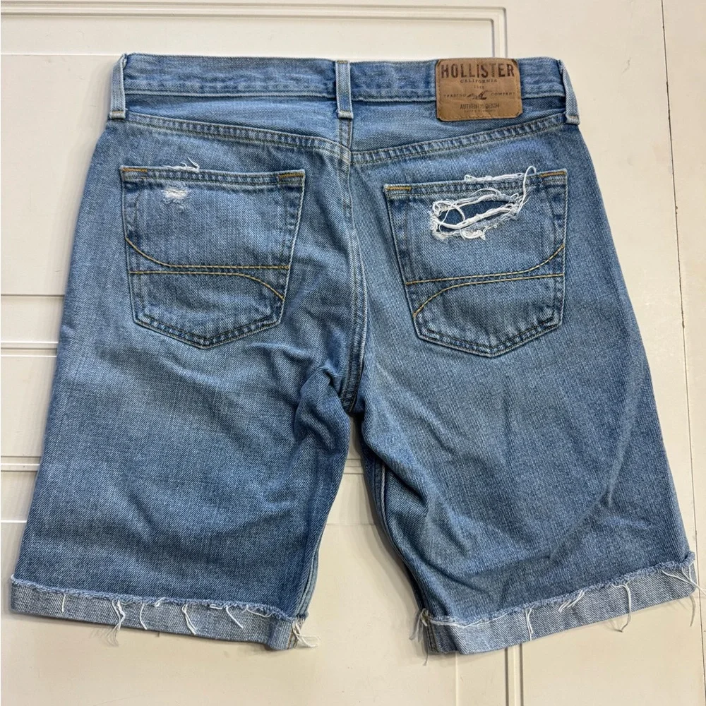 Hollister Mens Sz 30 Distressed Blue Denim Jean Shorts 100% Cotton - Picture 5 of 5